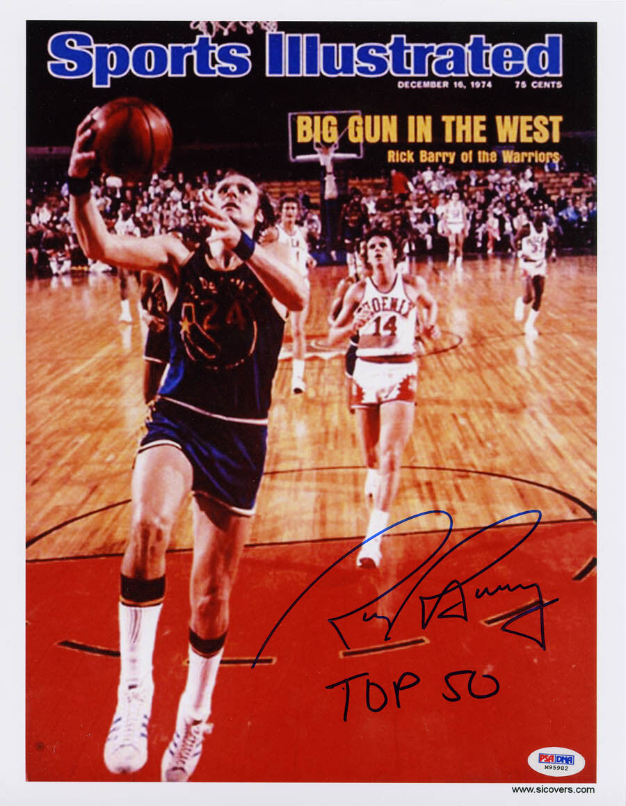 Rick Barry SIGNED Sports Illustrated Print Warriors PSA/DNA AUTOGRAPHED