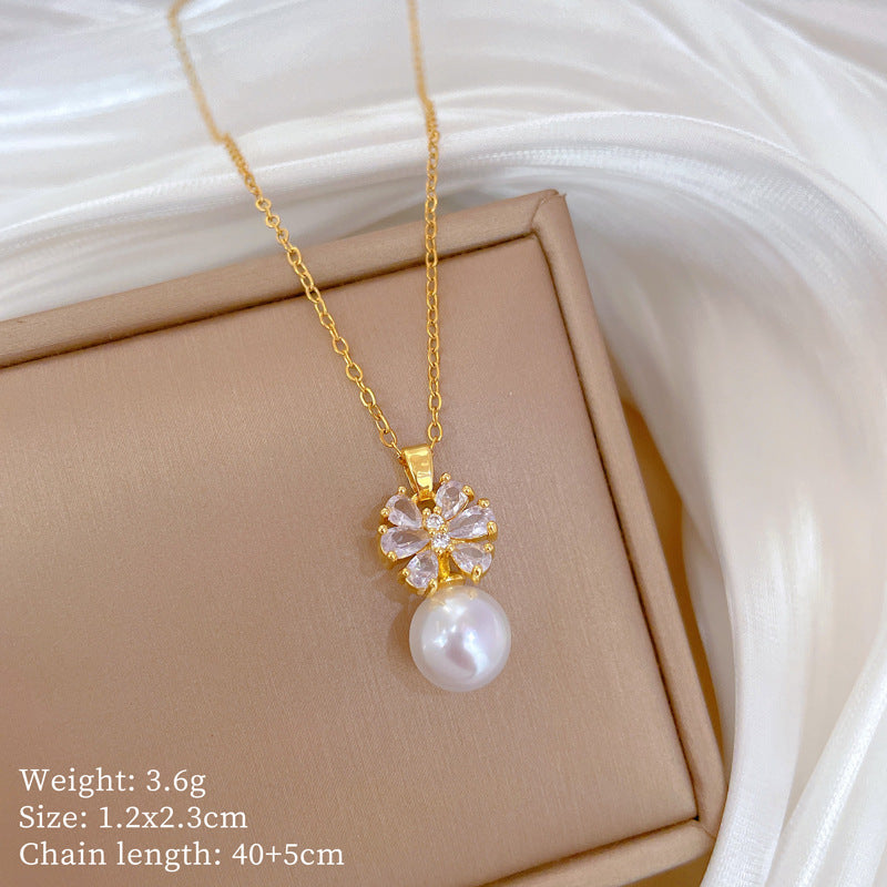 Copper Micro-Inlaid Necklace For Women Copper Micro-Inlaid Real Gold Electroplating Simple Ins Exquisite Clavicle Chain Neck Chain