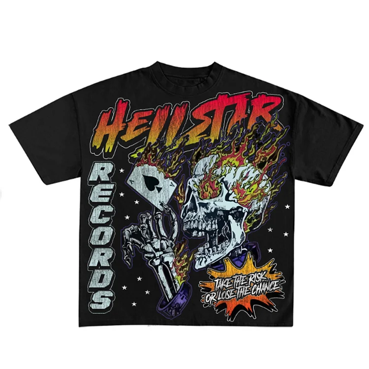 Vintage Hellstar Take The Rise Or Lose The Chance Graphic 100% Cotton Short Sleeve T-Shirt