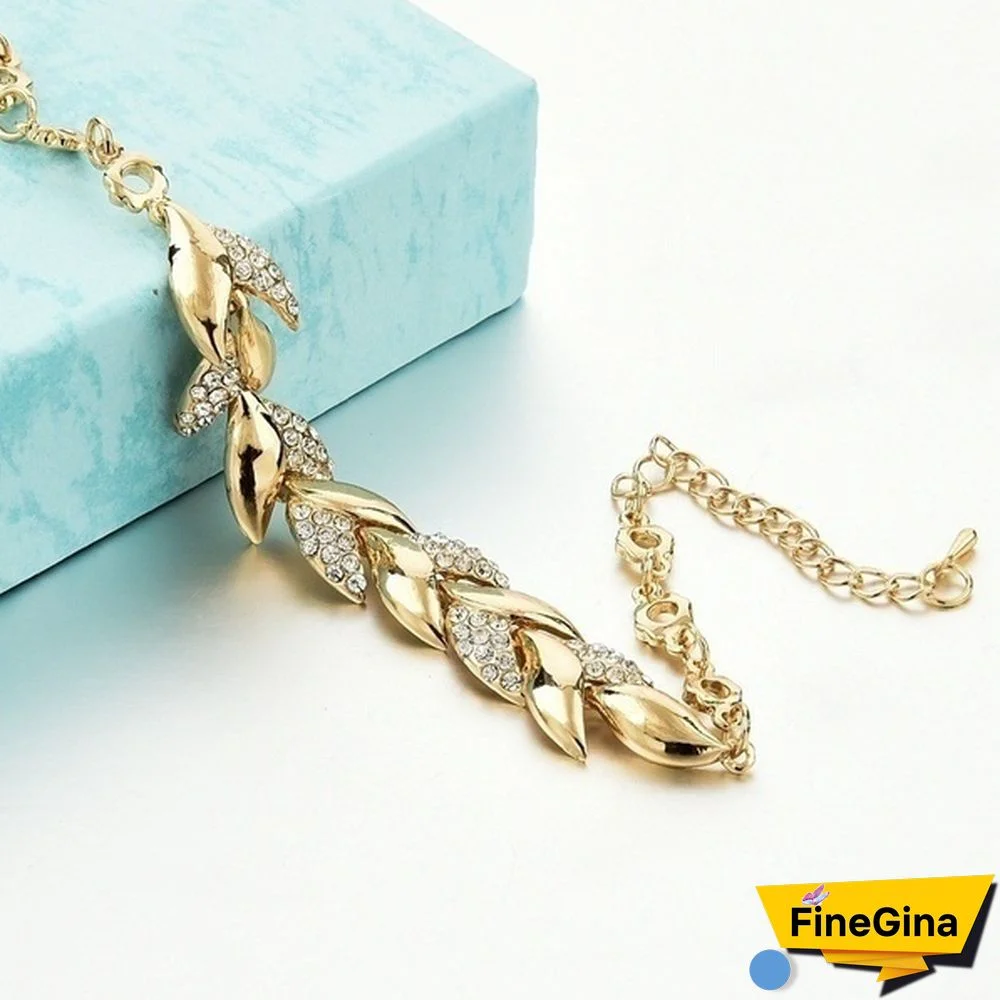 Luxury Fashion Women 925 Sterling Silver Crystal Bracelet 18K Gold Braided Leaf Bracelet Rose Gold Bracelet for Women Diamond Bracelet Valentine's Day Gift Party Bride Engagement Wedding Bracelet Anniversary Gift Christmas Gift Jewelry