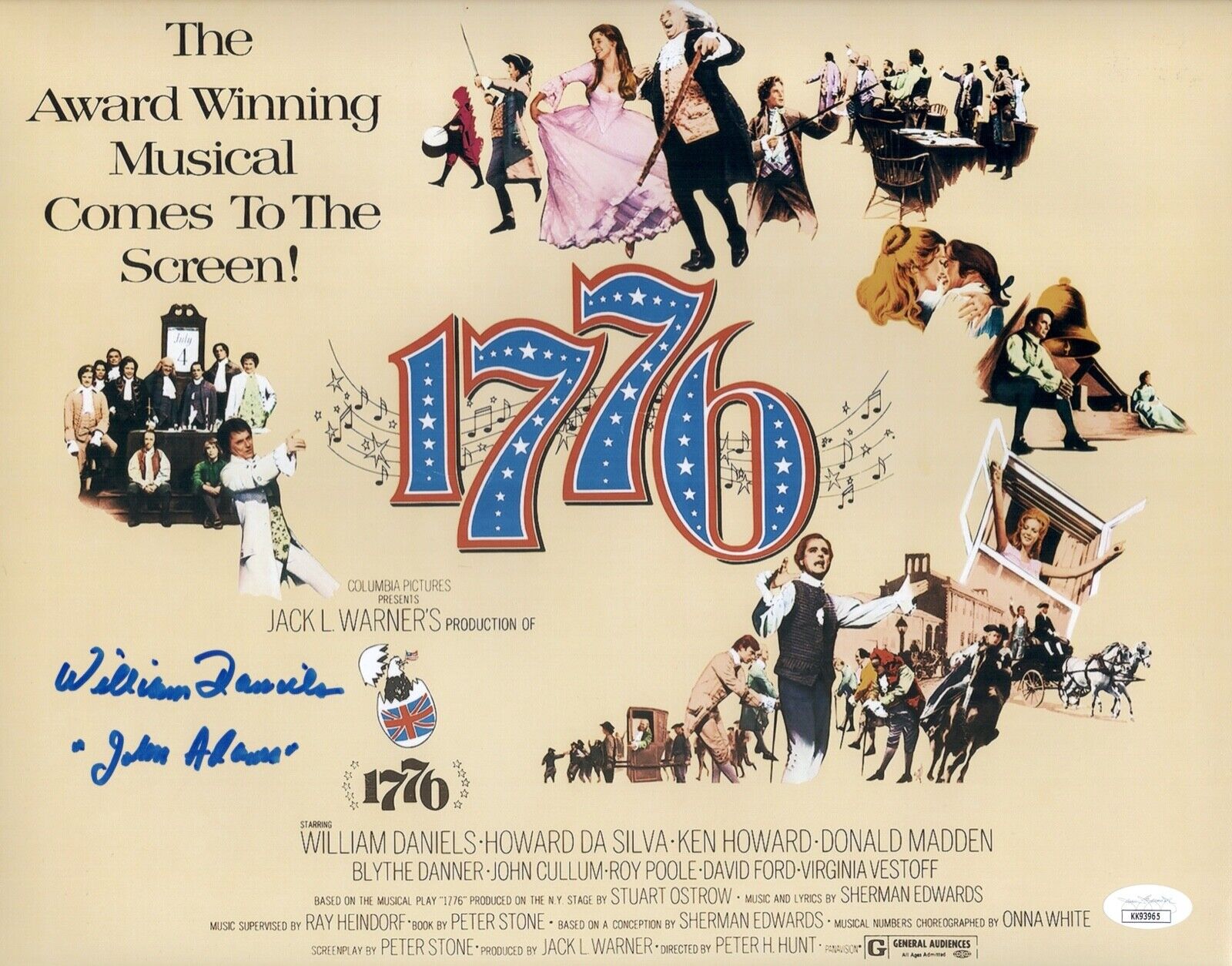 William Daniels Signed 1776 MUSICAL Broadway 11x14 Photo Poster painting Autograph JSA COA Cert