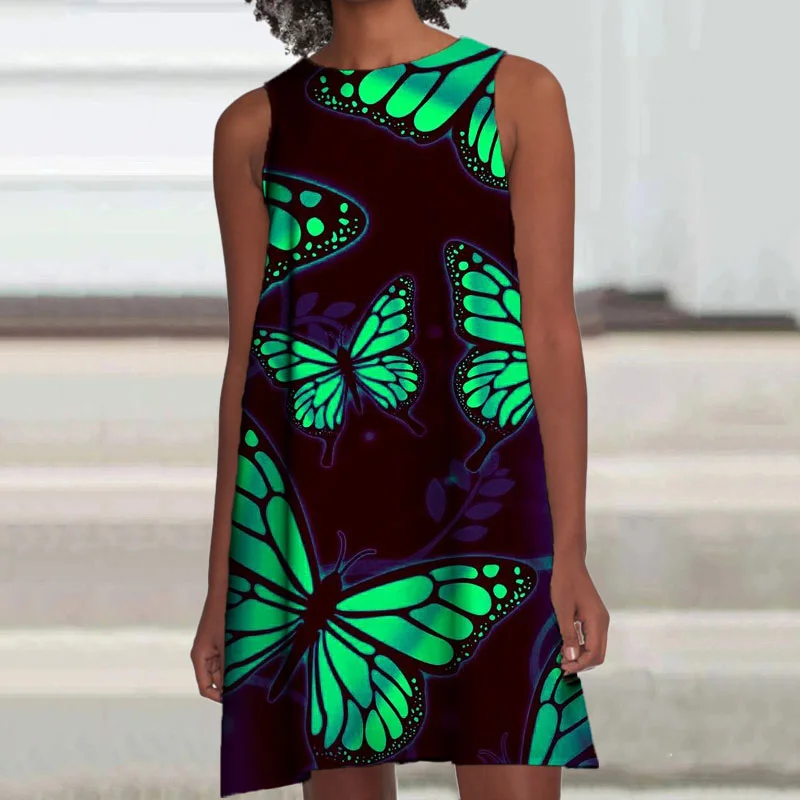 Butterfly Psychedelic Print Mini Dress