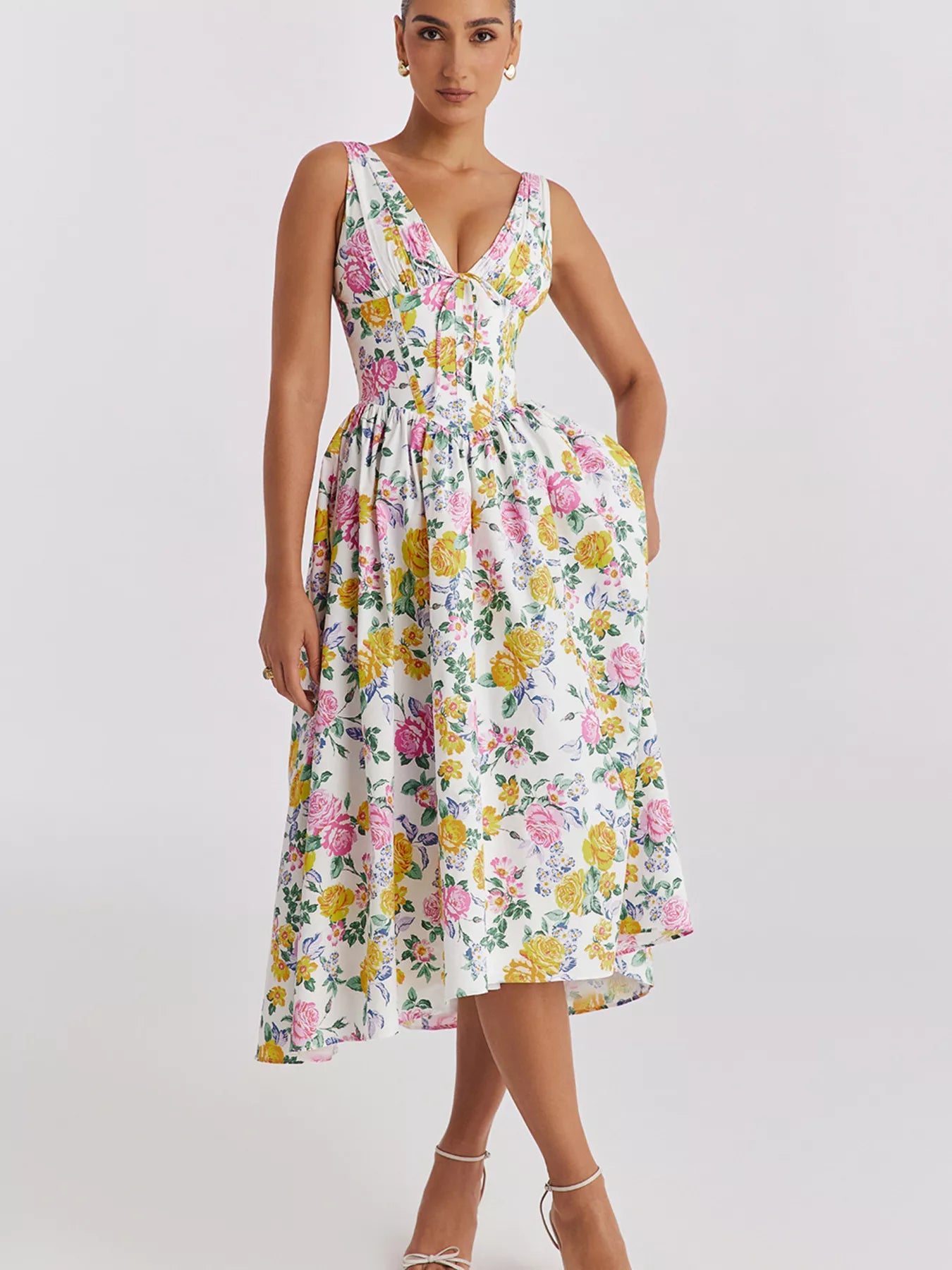 V-Neck Sleeveless Midi Dress mysite idetrend