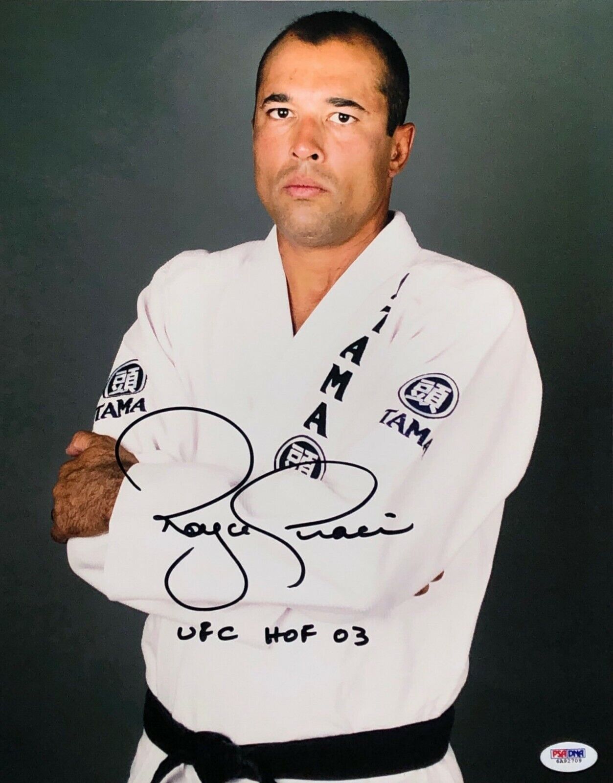 Royce Gracie Signed UFC 11x14 Photo Poster painting UFC HOF 03