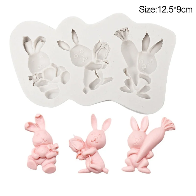 3D Easter Cookie Mold Silicone Biscuit Cutter Cute Bunny Rabbit Egg Mould Easter Party Chocolate Fondant Cake Decorating Tools