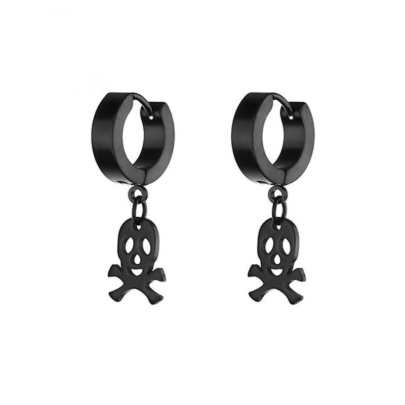 Minnieskull Punk fashion skull pendant stainless steel earrings - Minnieskull