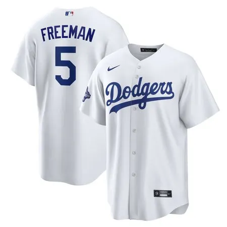Youth Los Angeles Dodgers #5 Freddie Freeman  White Home 2025 World Series Champions Replica Jersey