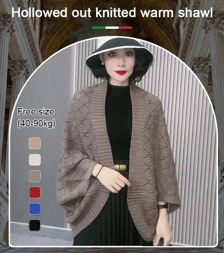 Hollowed Out Knitted Warm Shawl For Women