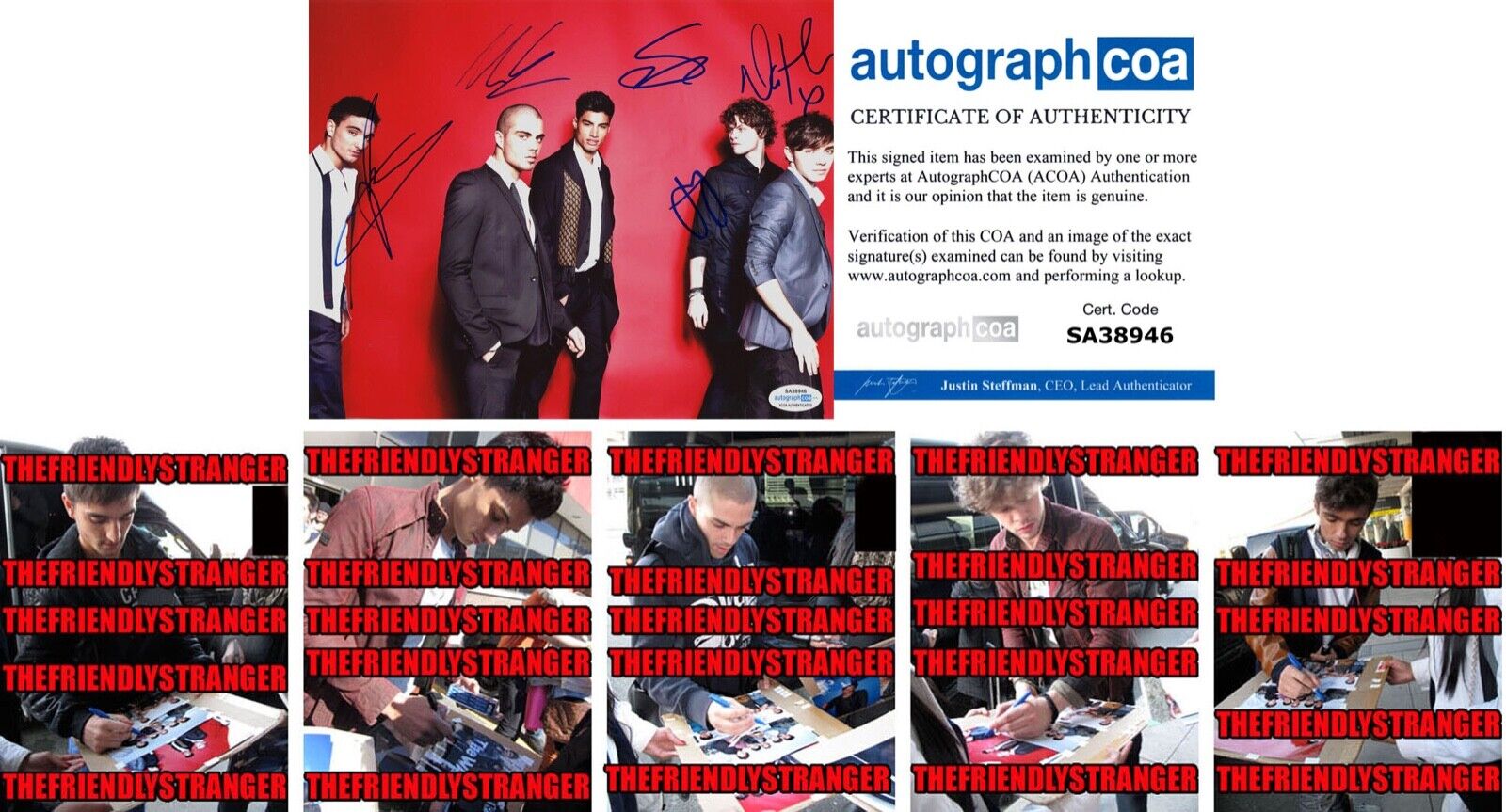 THE WANTED Band ALL 5 signed Autographed 8X10 Photo Poster painting c PROOF MAX Tom Parker ACOA