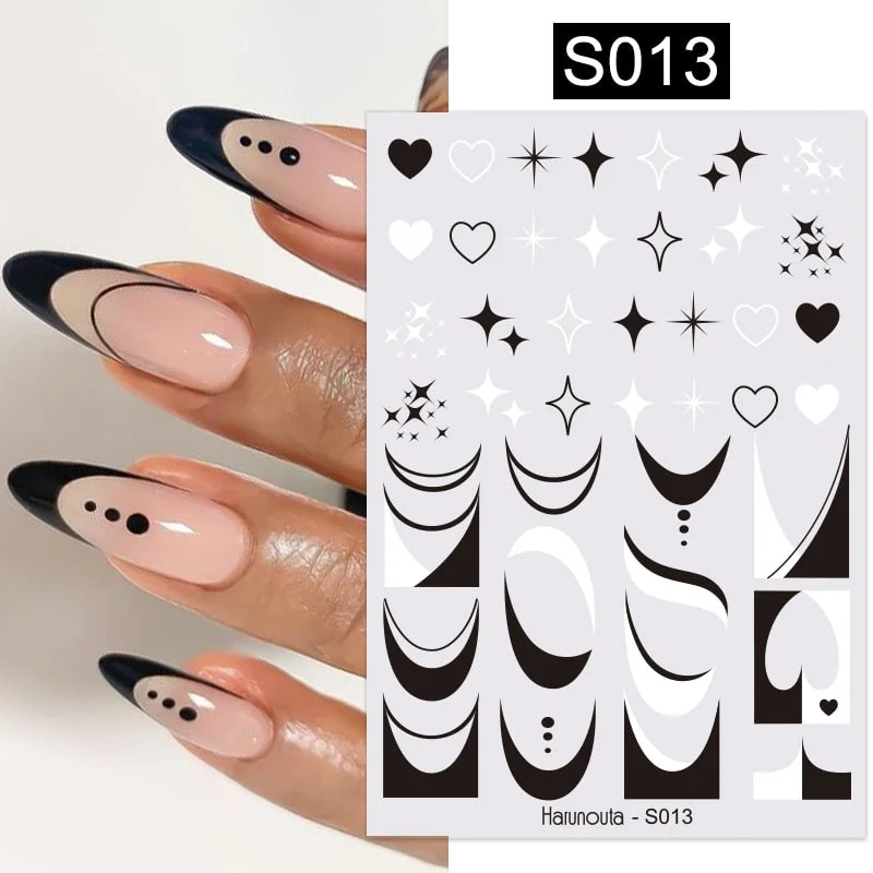 1PC Gold Black Bronzing Leaves Tree 3D Nail Sticker Iridescent Geometrics Lines Adhesive Transfer Sticker DIY Nail Decoration-Nail Inspo