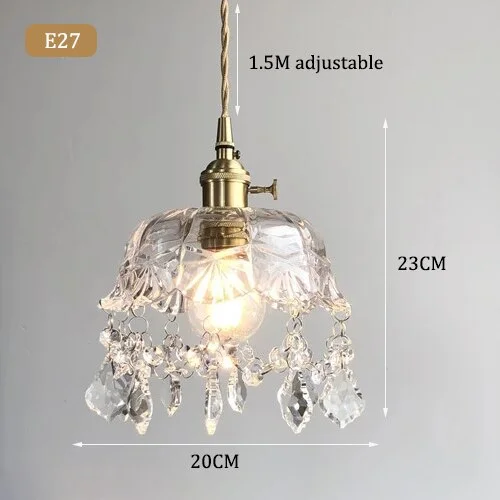 Crystal glass pendant light dining room bedroom bedside pendant lamps for ceiling dining table pendant lighting japan compatible