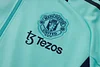 Joyfball 2024/2025 Kids Size Manchester United Long Zipped Jacket Light Green Football Jersey 1:1 Thai Quality