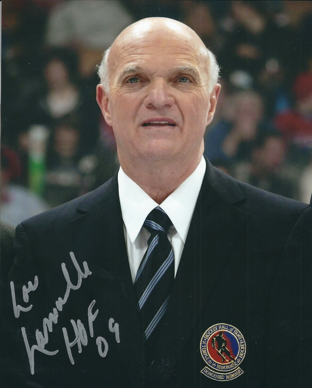 Signed 8x10 LOU LAMORIELLO HOF 09