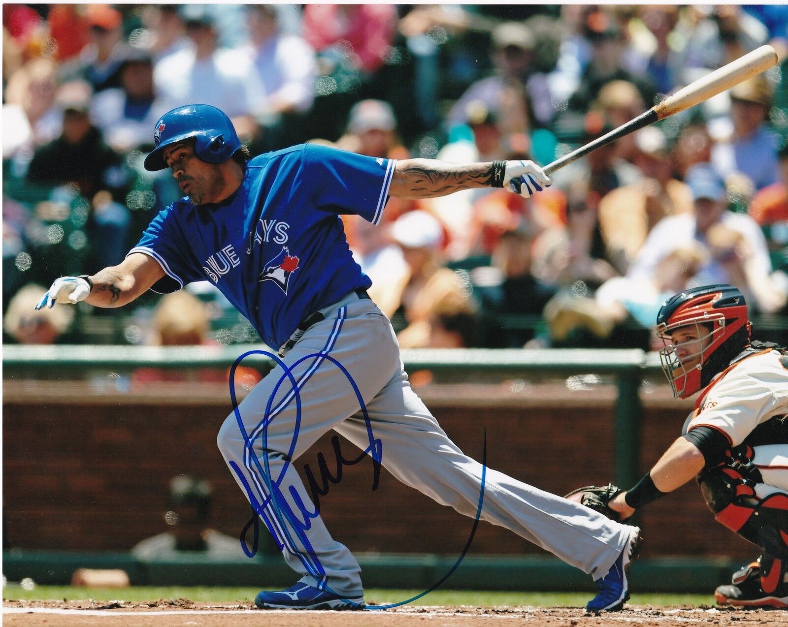 HENRY BLANCO TORONTO BLUE JAYS ACTION SIGNED 8x10