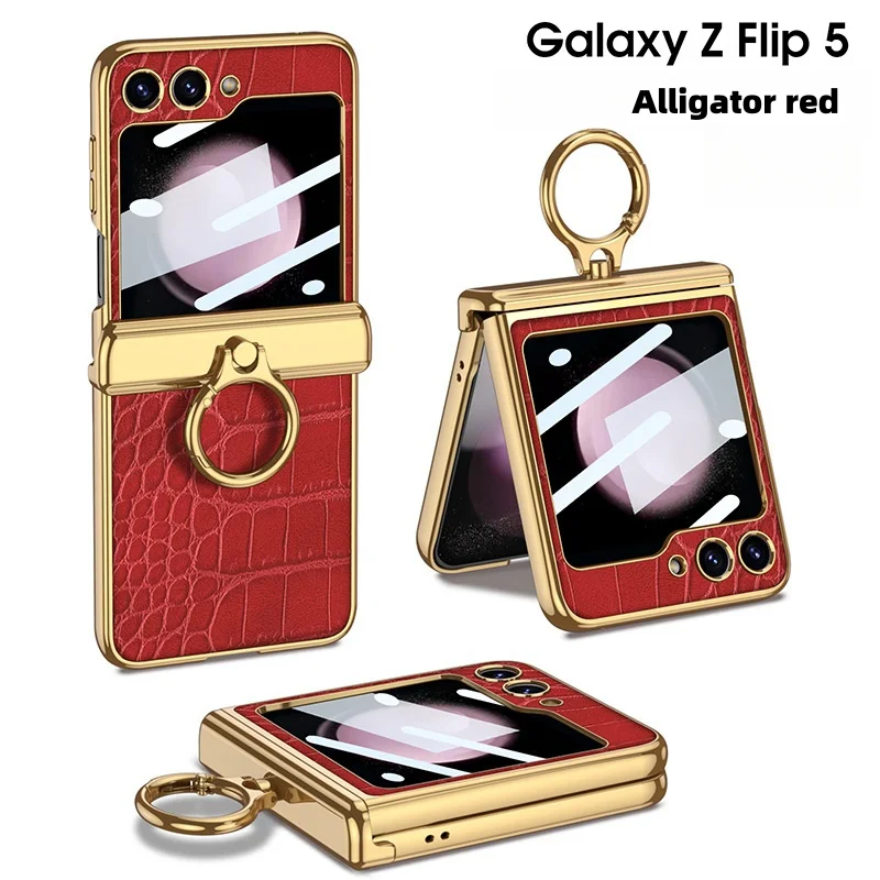 Suitable for Samsung Zfilp5/4/3 Leather Stand Ring Phone Case