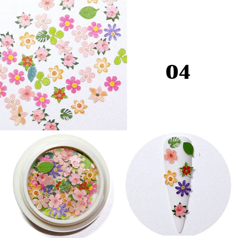 Nail Supplies Flowers and Animals Mixed Wood Pulp Paper Nail Jewelry Accessories Skills 3d Nail Art Decoration 2021 Summer New