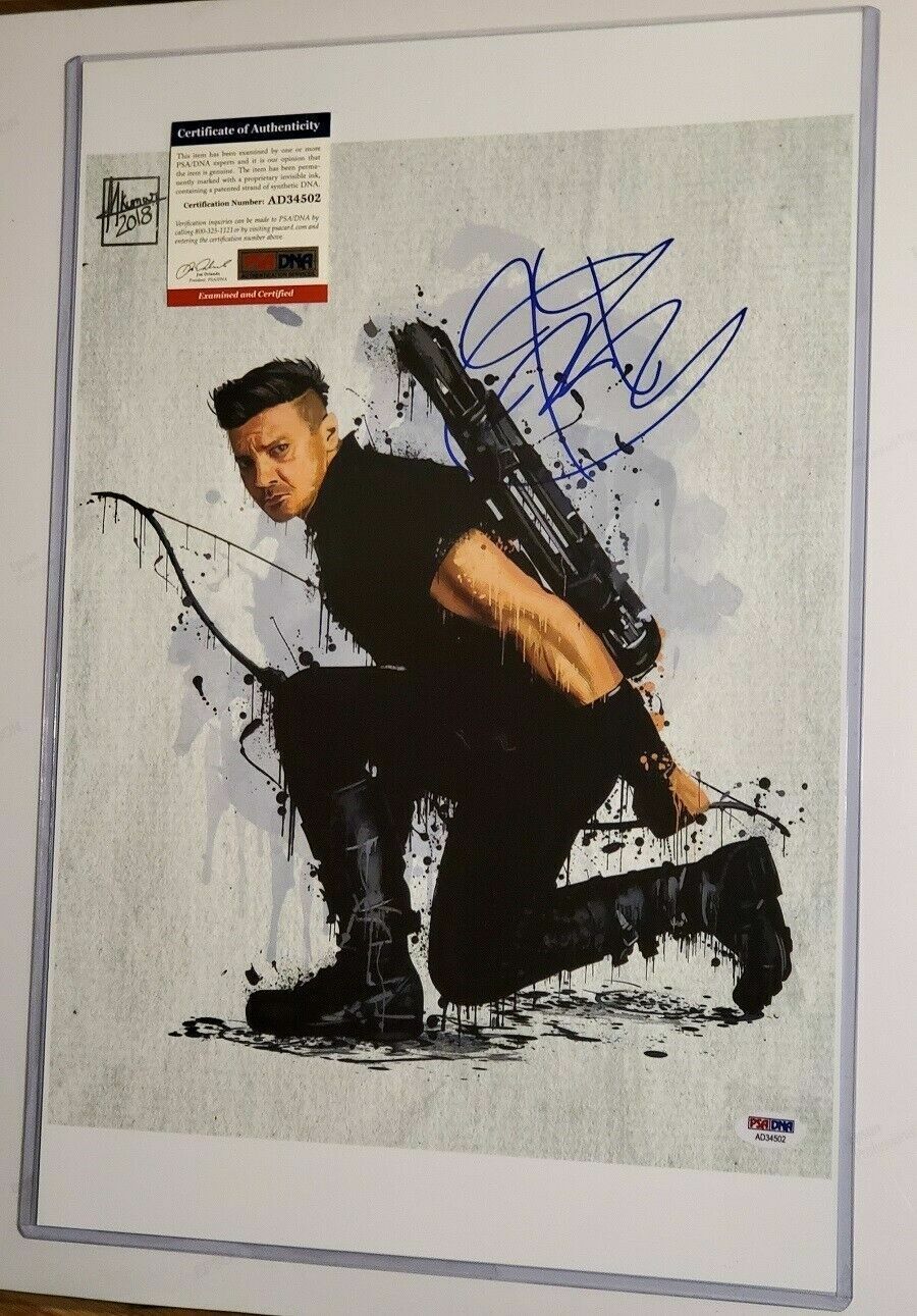 Jeremy Renner signed Avengers Endgame Hawkeye 12x18 Photo Poster painting PSA COA