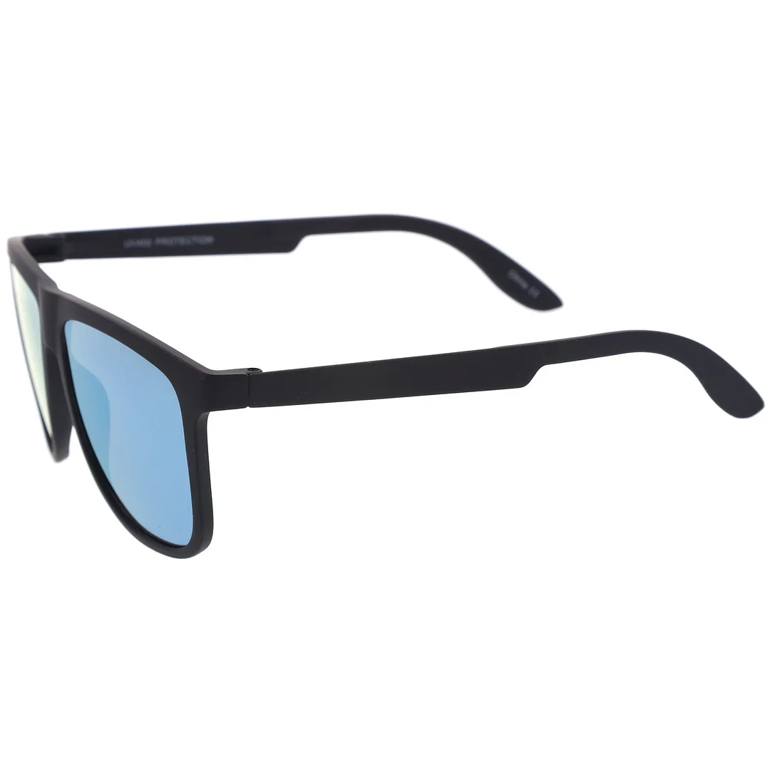 Lifestyle Rubberized Matte Flat Top Colored Mirror Square glasses 55mm