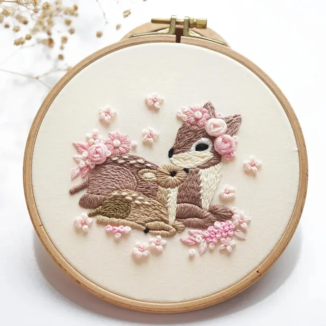 Cute Fawn Embroidery Kit - With Instructions
