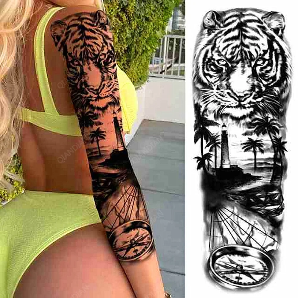 Sdrawing Women Waterproof Temporary Tattoos Stickers Thighs Cool Hipster Skull Mermaid