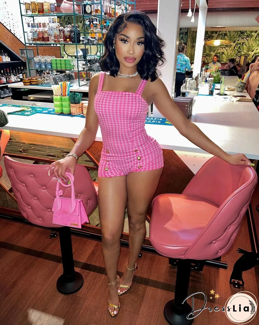 Plaid Print Summer Sexy Backless Bodycon Romper