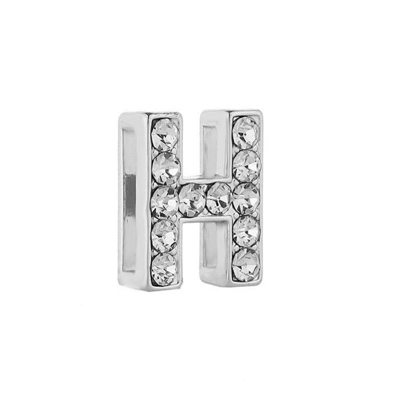 5 PCS/Package 10mm Metal Rhinestones Letter Beads