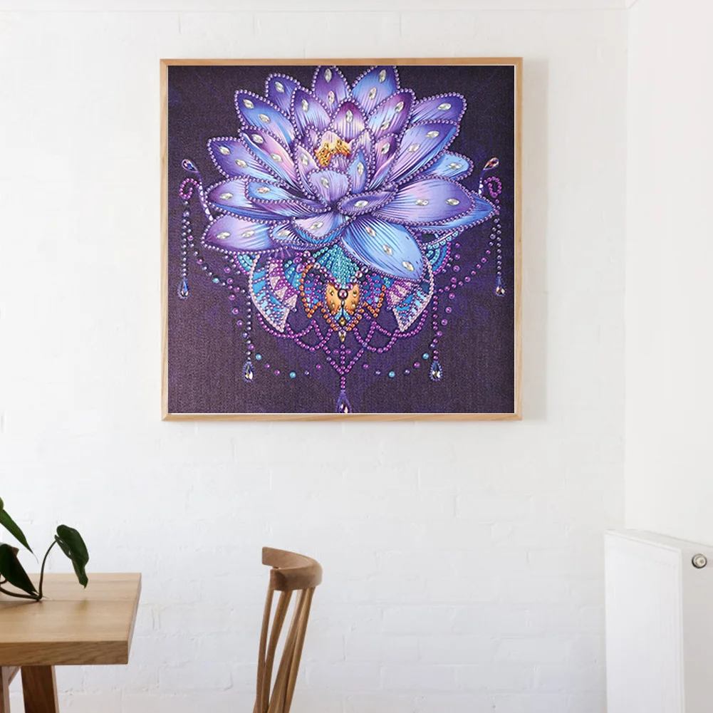 Diamond Painting - Special Shaped Drill - Purple Lotus(30*30cm)