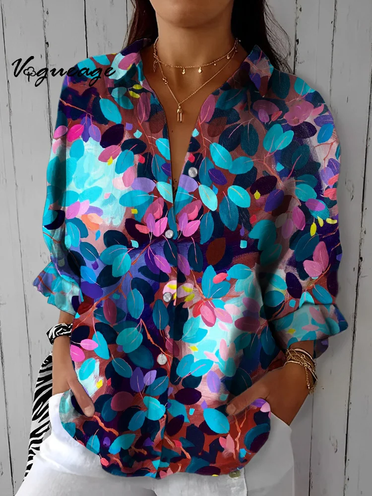 Beautiful And Elegant Intellectual Leaves Printed Cotton And Linen Shirt