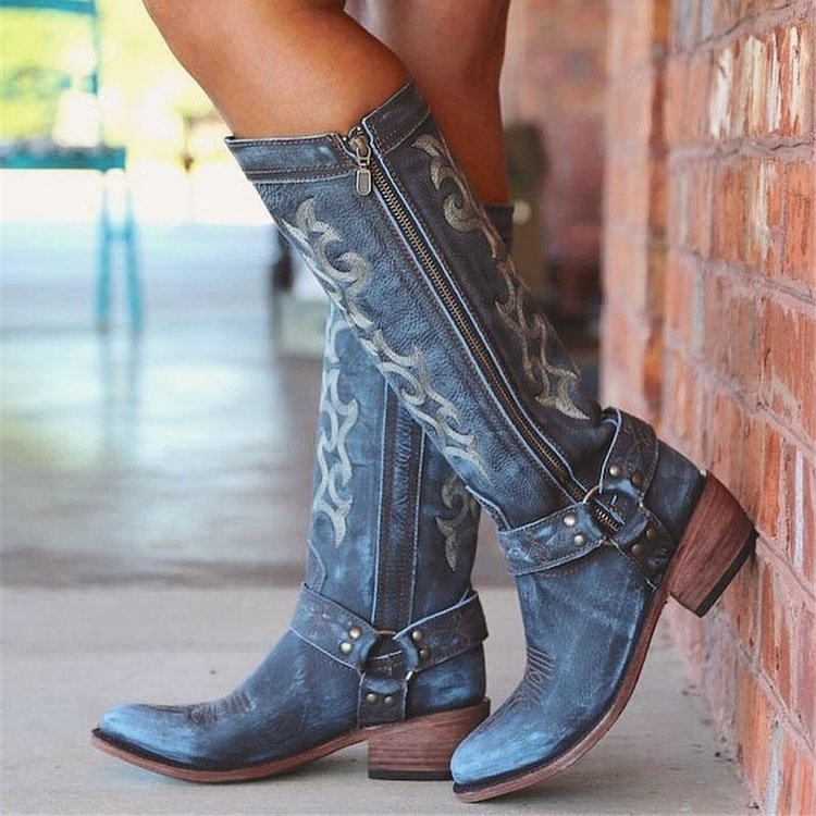 Side Zipper Round Toe Color Block Thread Casual Boots -boots