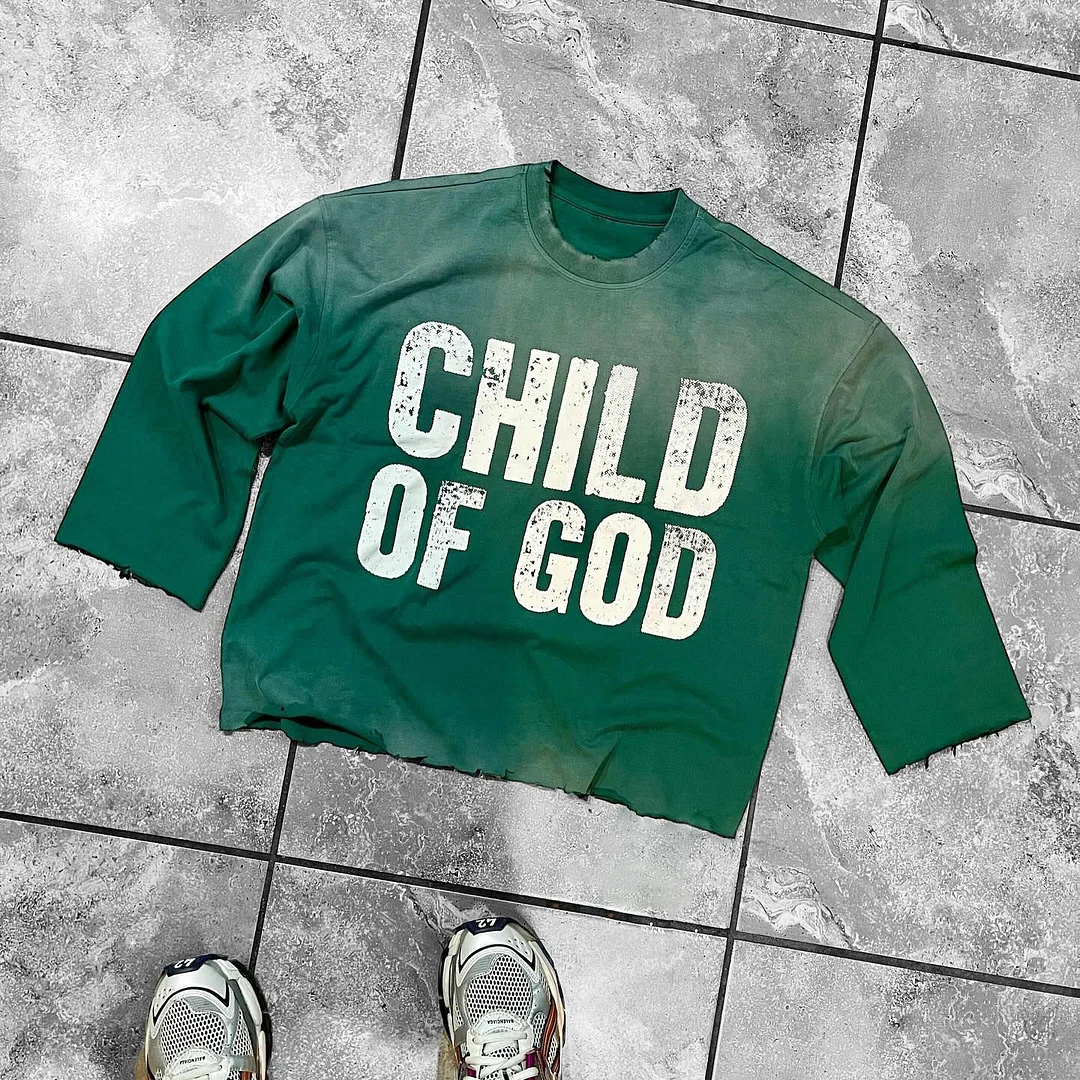 Cross Child Of God Printed Three-quarter Sleeve T-shirt