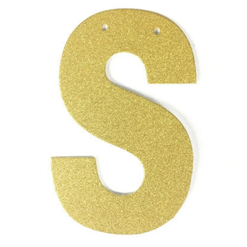 1Pcs/lot 13cm Personalized DIY Gold Glitter Paper Letter Banner Hanging Flags for Wedding Birthday Party Festival Decorations