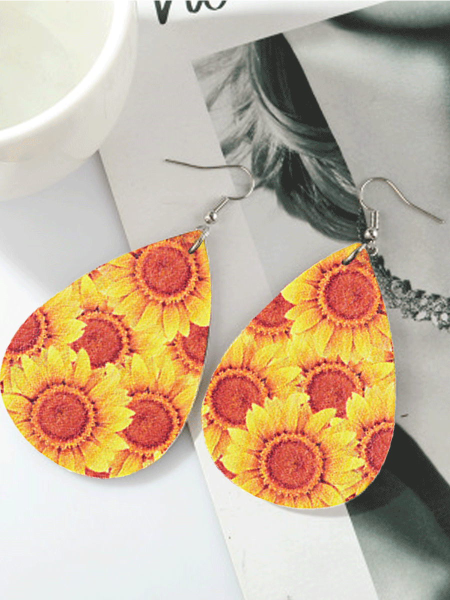 Sunflower Leather Earrings