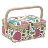 Wooden Sewing Kit Storage Box with Handle Sewing Kit Carrying Organizer with Removable Tray Large Capacity for Sew Mending Beginner Professional Gift