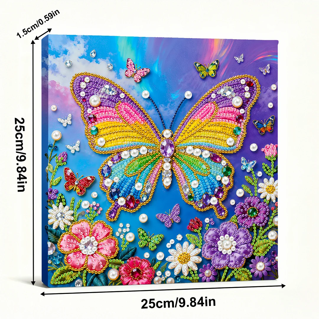 Butterfly Art Diamond Painting Kit for Adults Home Decor 25x25cm With Frame