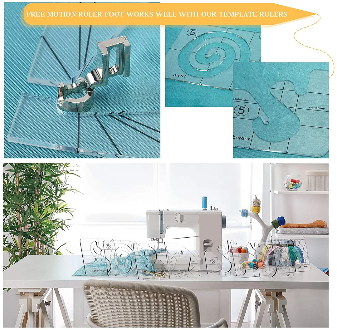 Free-Motion Garment Ruler Set (11 PCS) + Foot attachment