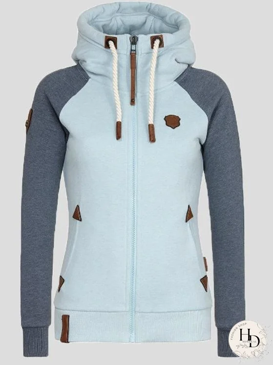 Women's Colorblock Zip-Up Hoodie
