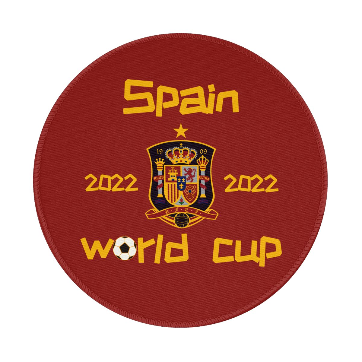 Spain 2022 World Cup Team Logo Waterproof Round Mouse Pad for Wireless Mouse