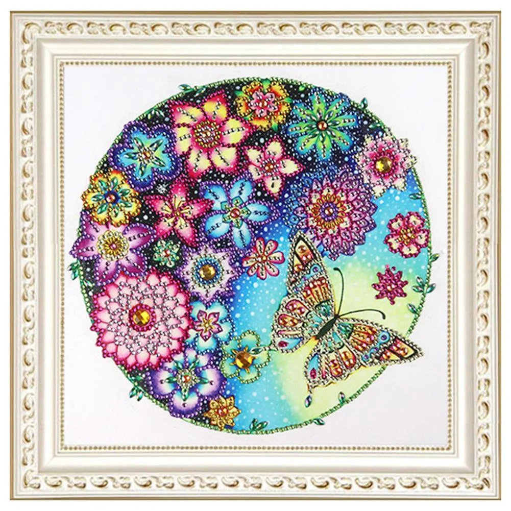 Diamond Painting - Special Shaped Drill - Colorful Butterfly(30*30cm)
