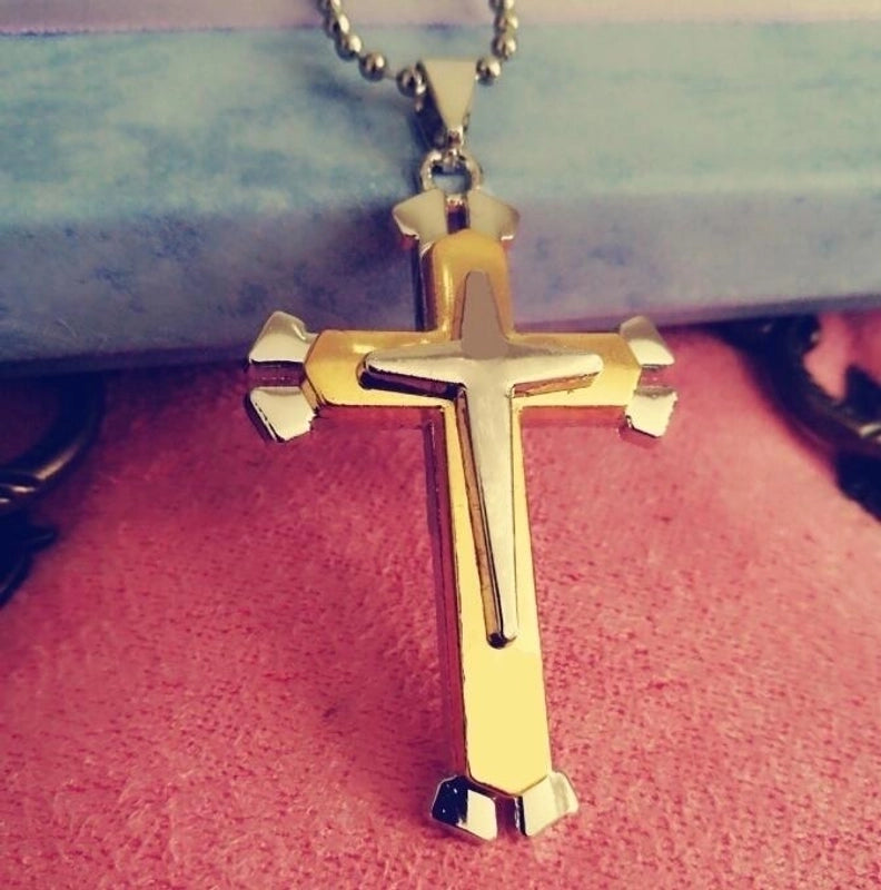 Hip-hop Retro Cross Metal Plating Gold Plated Men’s Pendant Necklace