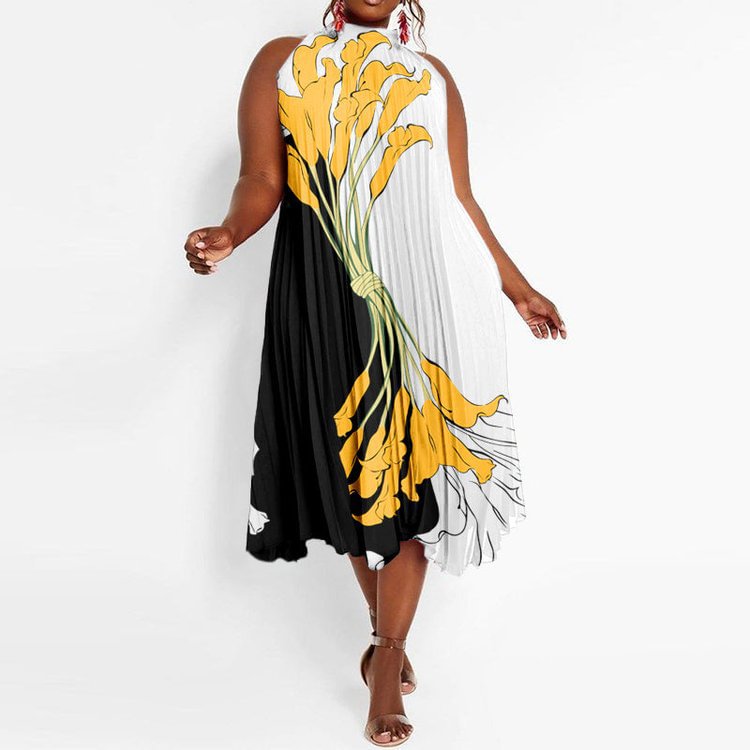 European and American black plus size women's dress QueenFunky