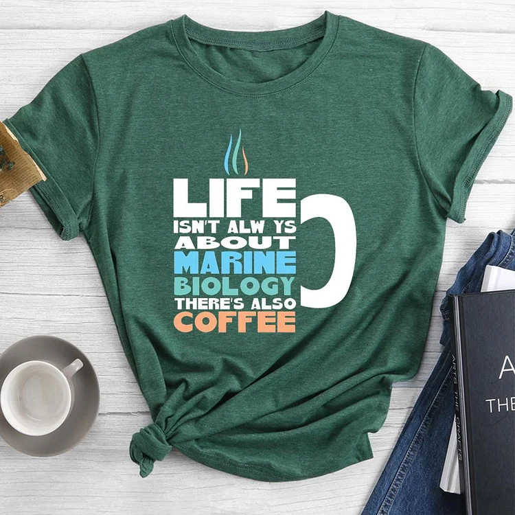 Marine Biology and Coffee Round Neck T-shirt