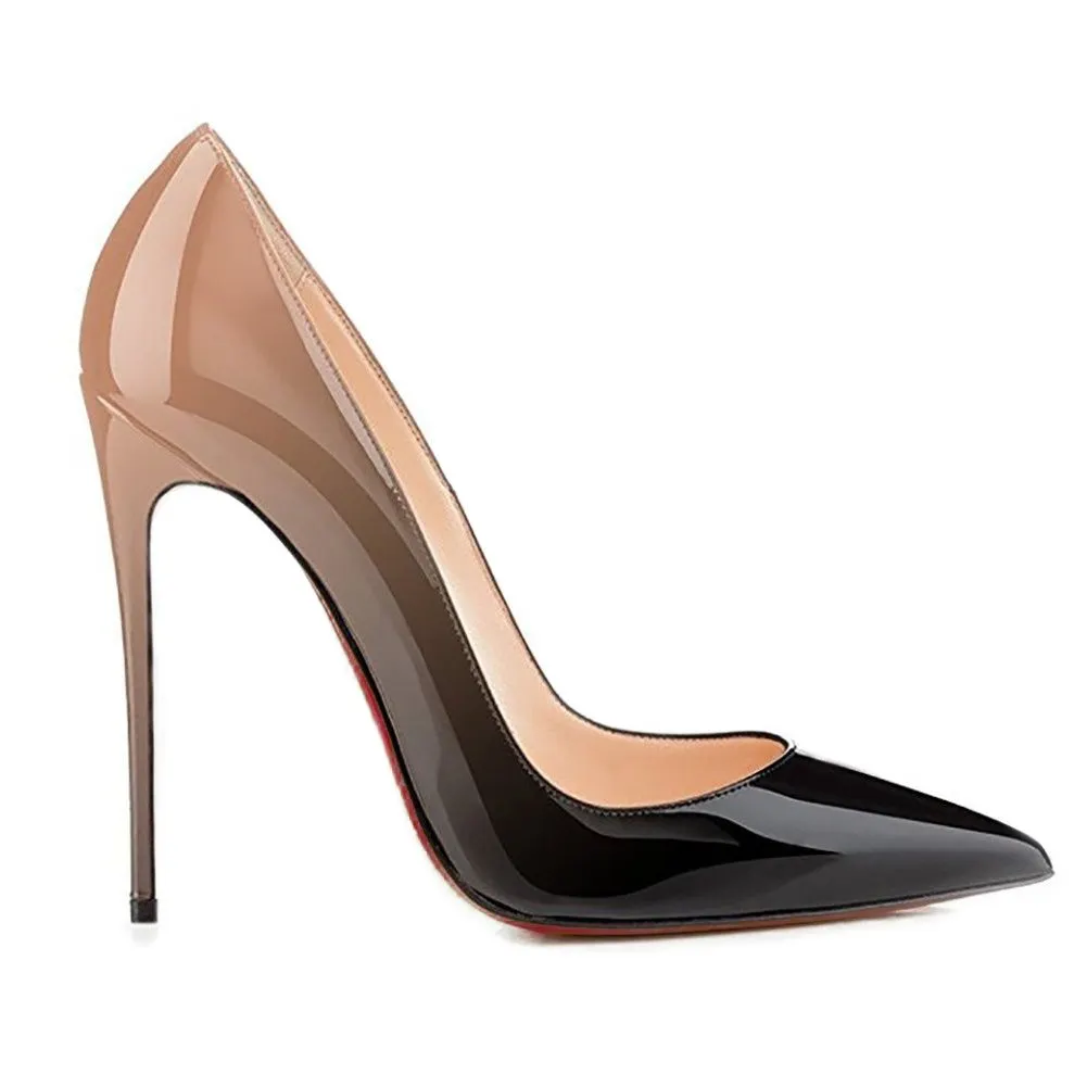 4.72"  Red Bottom Gradient High Heels Fashion Pumps Patent-vocosishoes