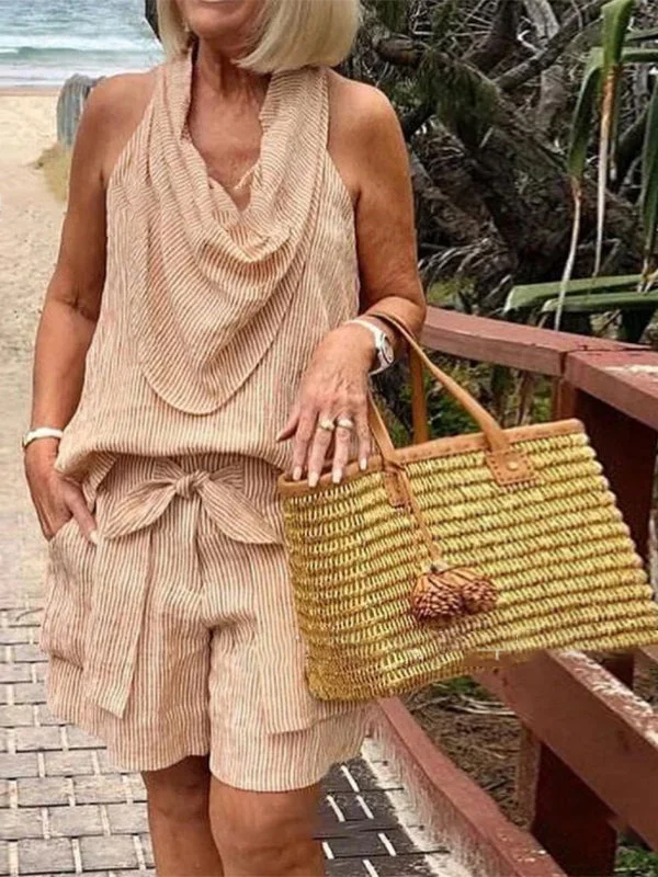 Women's Halter Neck Top Shorts Set Fashion Two-Piece Set