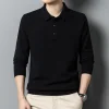 Pure wool sweater Men's casual lapel sweater