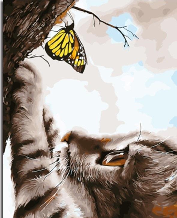 

Butterfly and Cat – Paint By Numbers - 40*50CM, 501 Original