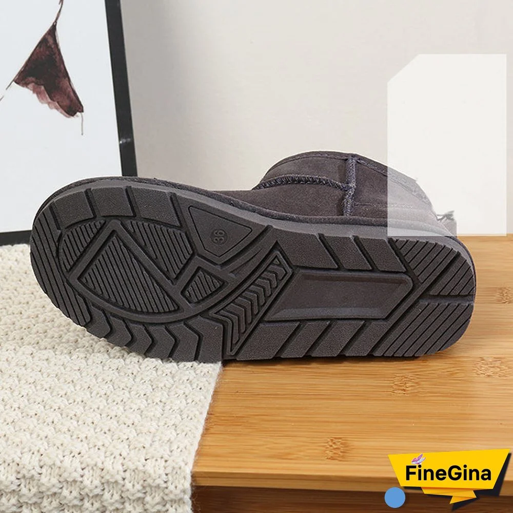 Vintage Artificial Short Plush Flats Boots Shoes