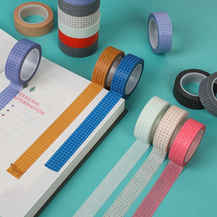 5Pcs Grid Washi Tape Set Basic Masking Tape Scrapbooking