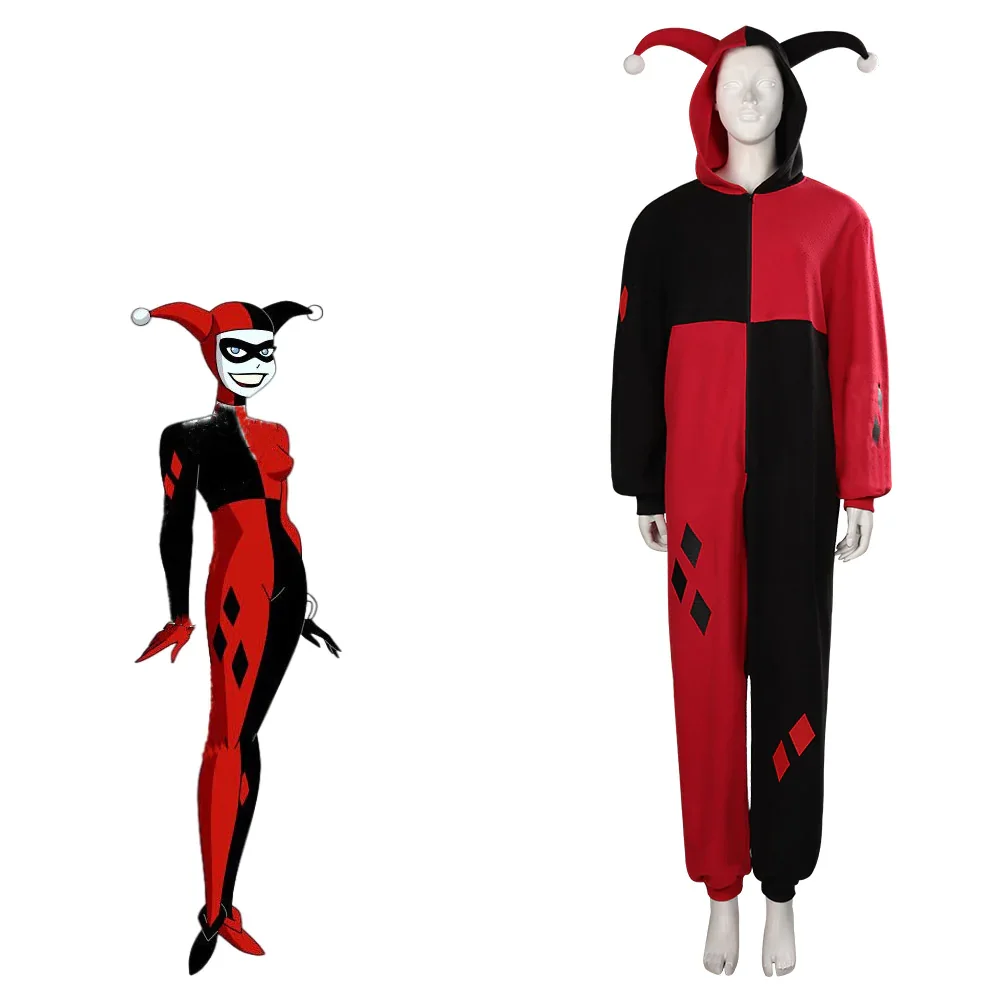 Harley Quinn/Harleen Quinzel Cosplay Costume Adult Jumpsuit Sleepwear Pajams Outfits Halloween Carnival Suit-Coshduk