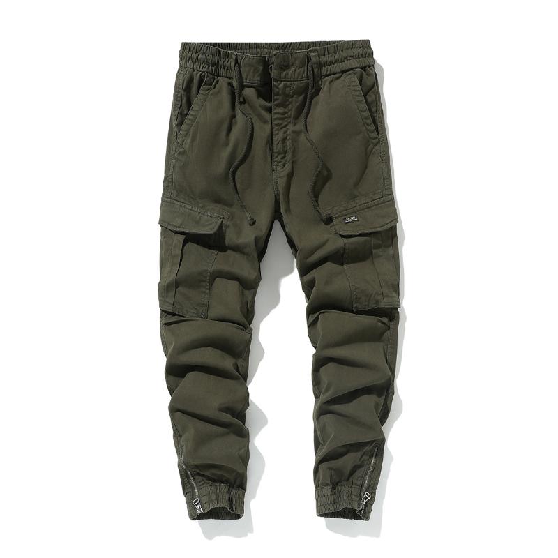Men's Vintage Distressed Cotton Loose Flap Pocket Cargo Pants