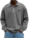Men's Retro Washed Distressed Cotton Lapel Polo Shirt